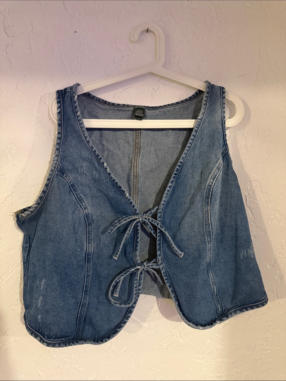wild fable Blue Denim Tie-Front Crop Vest